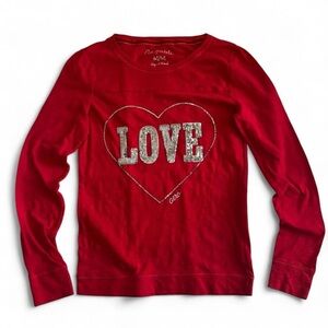 Aeropostale Red Long-Sleeve Tee with Sparkle 'LOVE' Heart